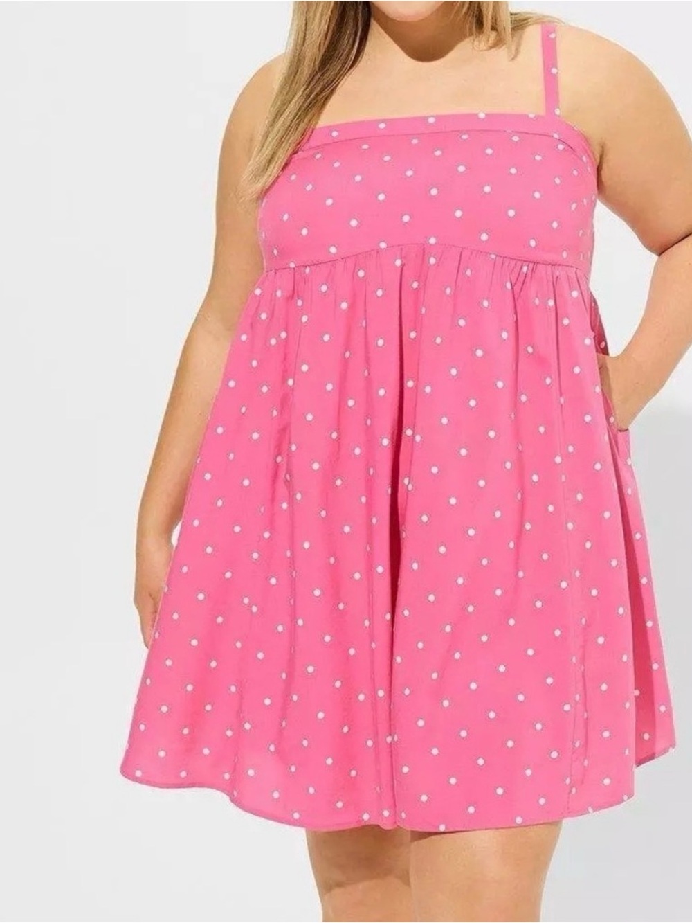 torrid Pink Polka Dot Midi Sundress with Spaghetti Straps